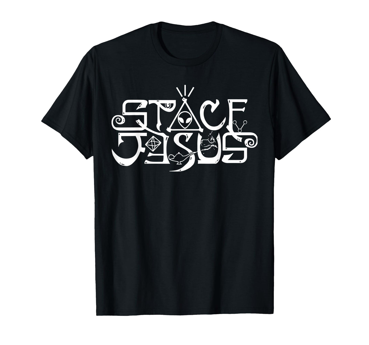 Funny Space Jesus Design Astronaut Science Alien Men Women T-Shirt
