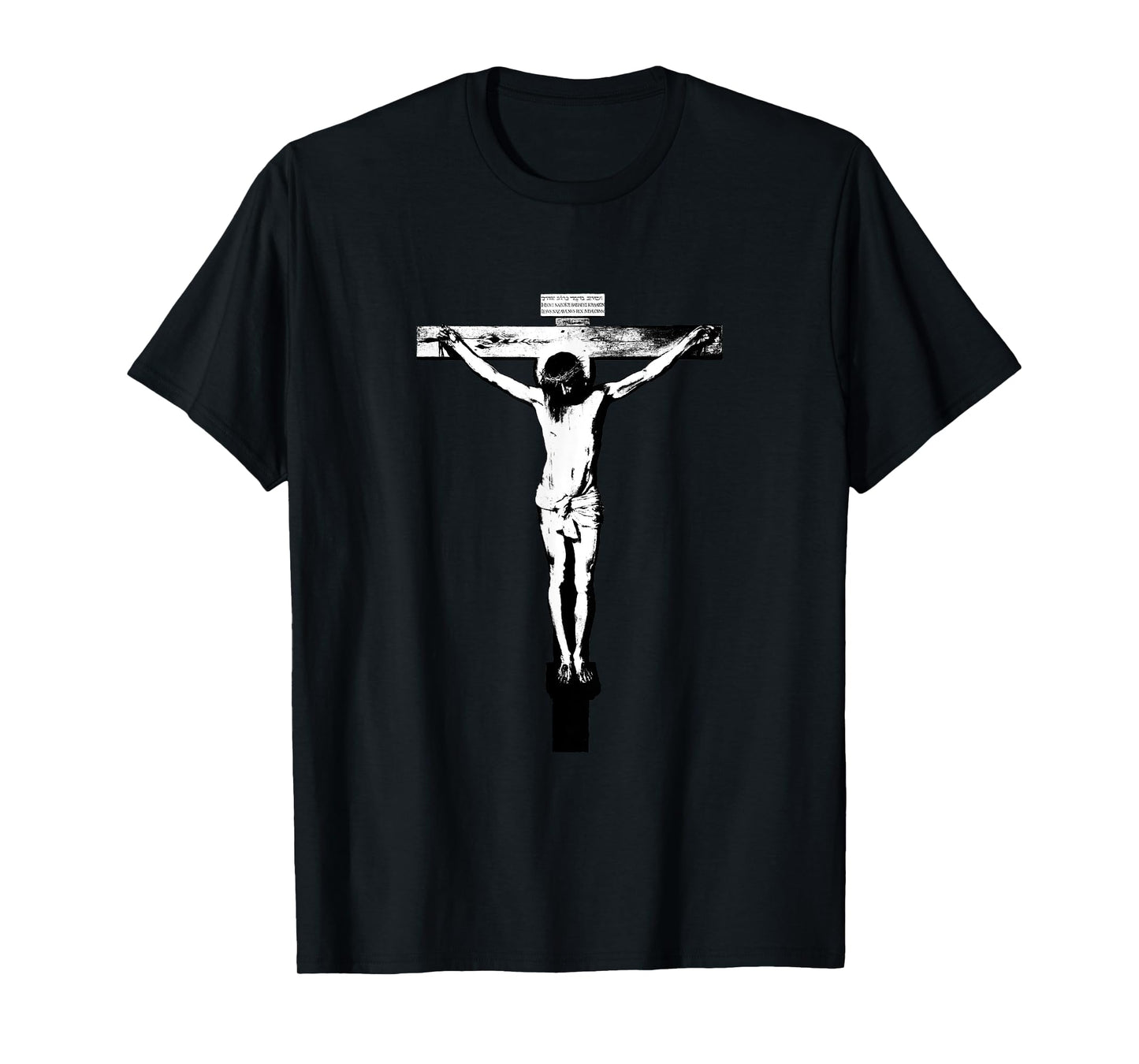 Catholic Tee for Men Crucified Jesus Christ black and white T-Shirt