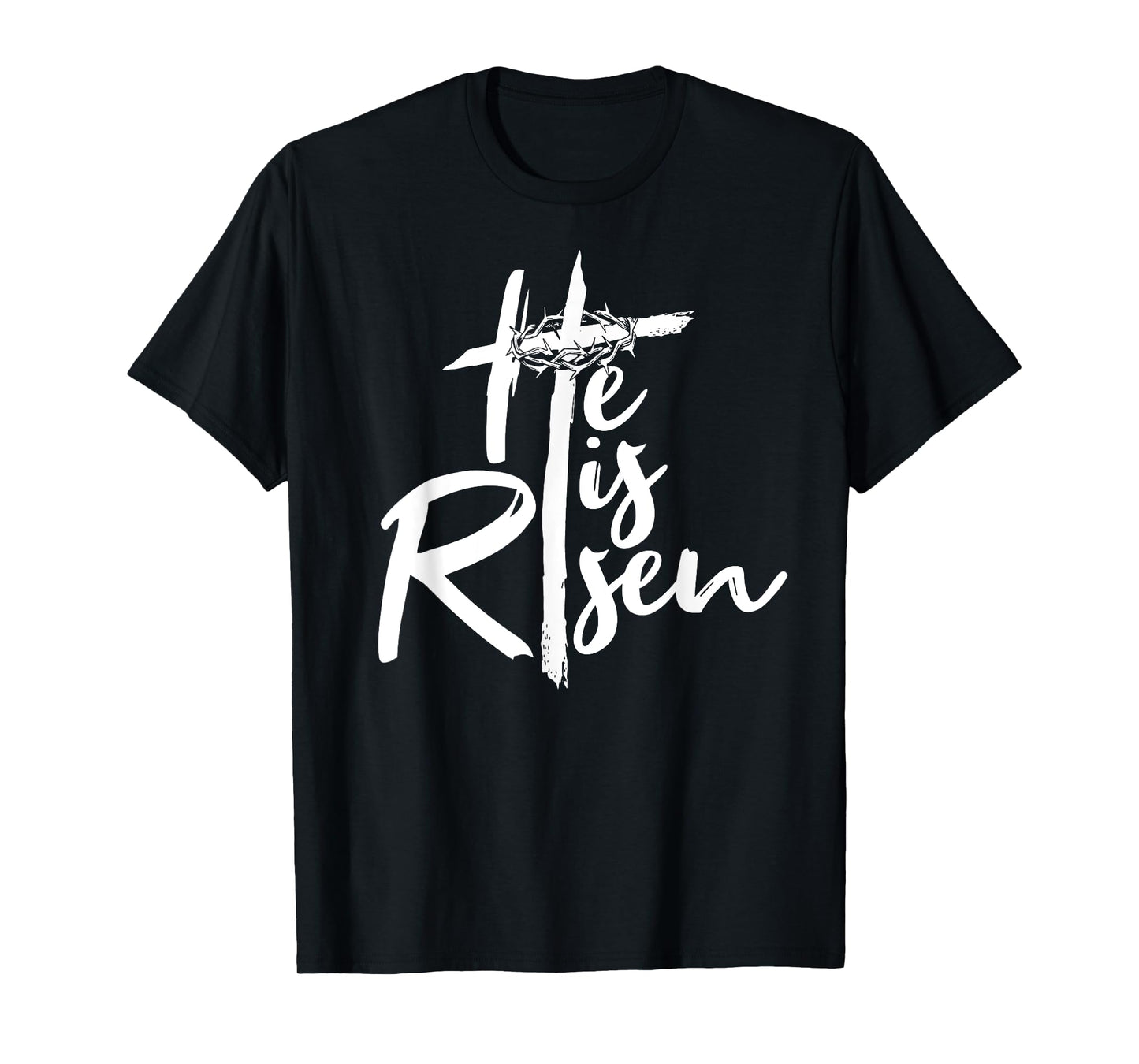 Happy Easter He Is Risen Cross Faith Christian God Jesus T-Shirt