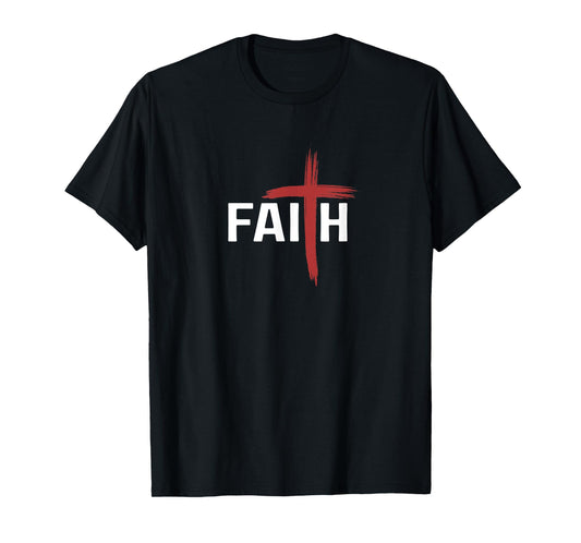 Faith with Cross Christian Design Minimal Religious T-Shirt