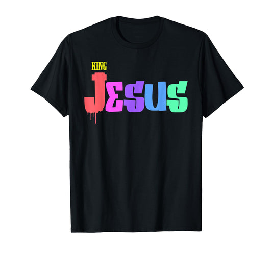 Retro Color King Jesus Design God's Youth Christian Saying T-Shirt