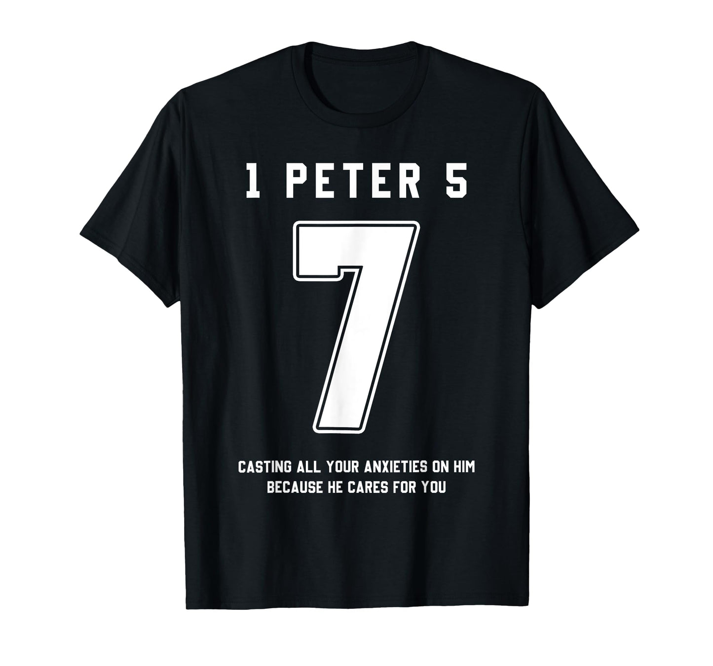 1 Peter 5:7 Bible Verse Team Sports Jersey Christian T-Shirt