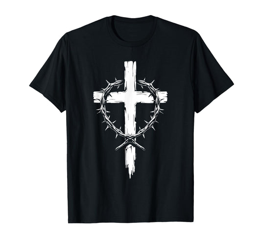 Christian Cross Punk Art Style Crown of Thorns Jesus Christ T-Shirt