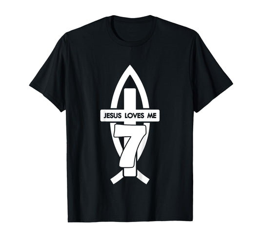 Jesus Loves ME 7 Religious 7 Years Jesus 7TH Birthday T-Shirt