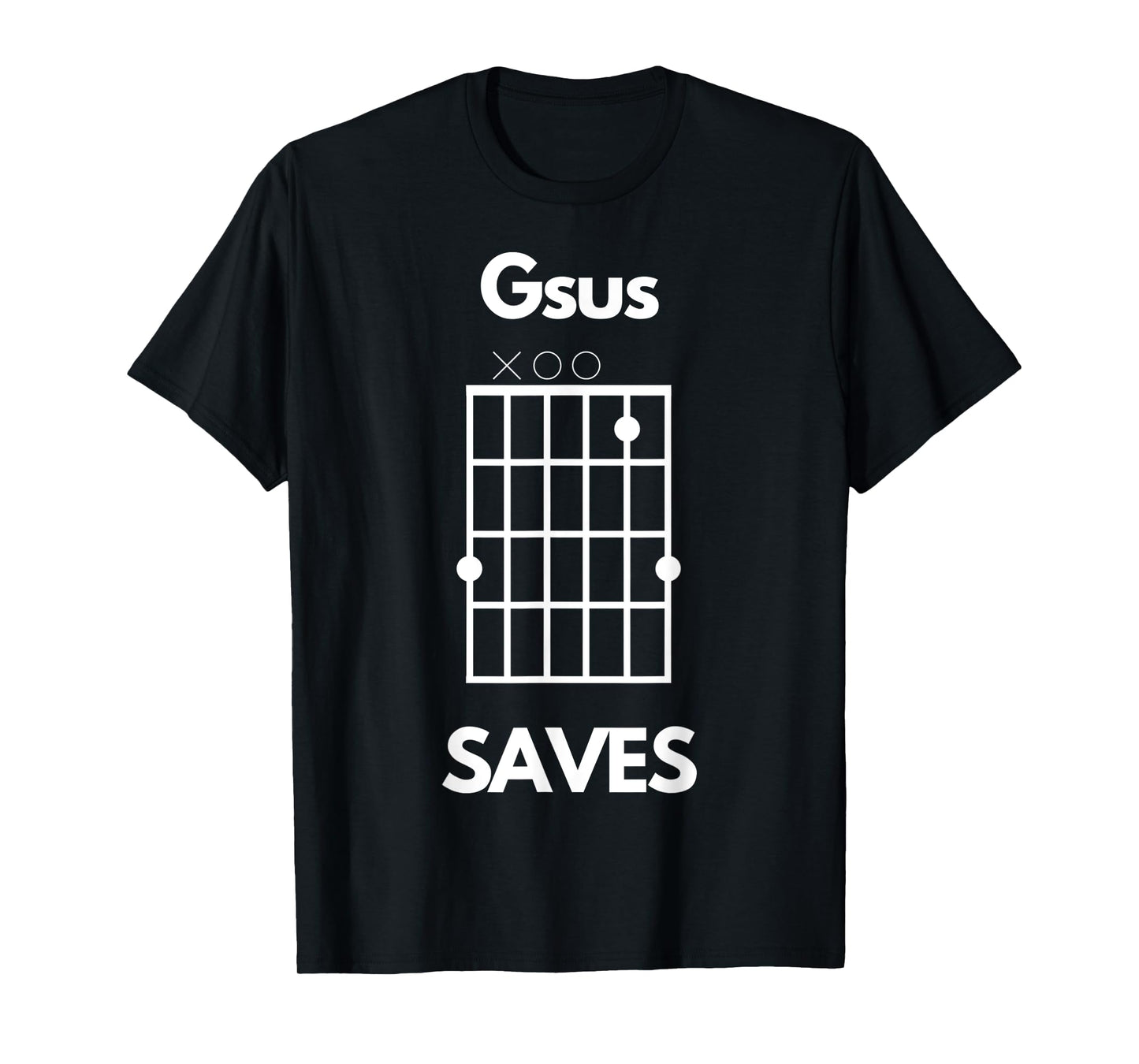 Funny Guitar Lovers Gsus Saves Jesus Saves Chord Christian T-Shirt