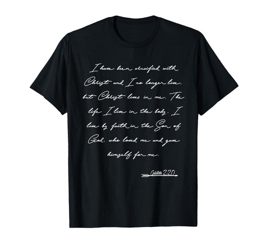 Galatians 2:20 Manuscript Christian Bible Verse T-Shirt