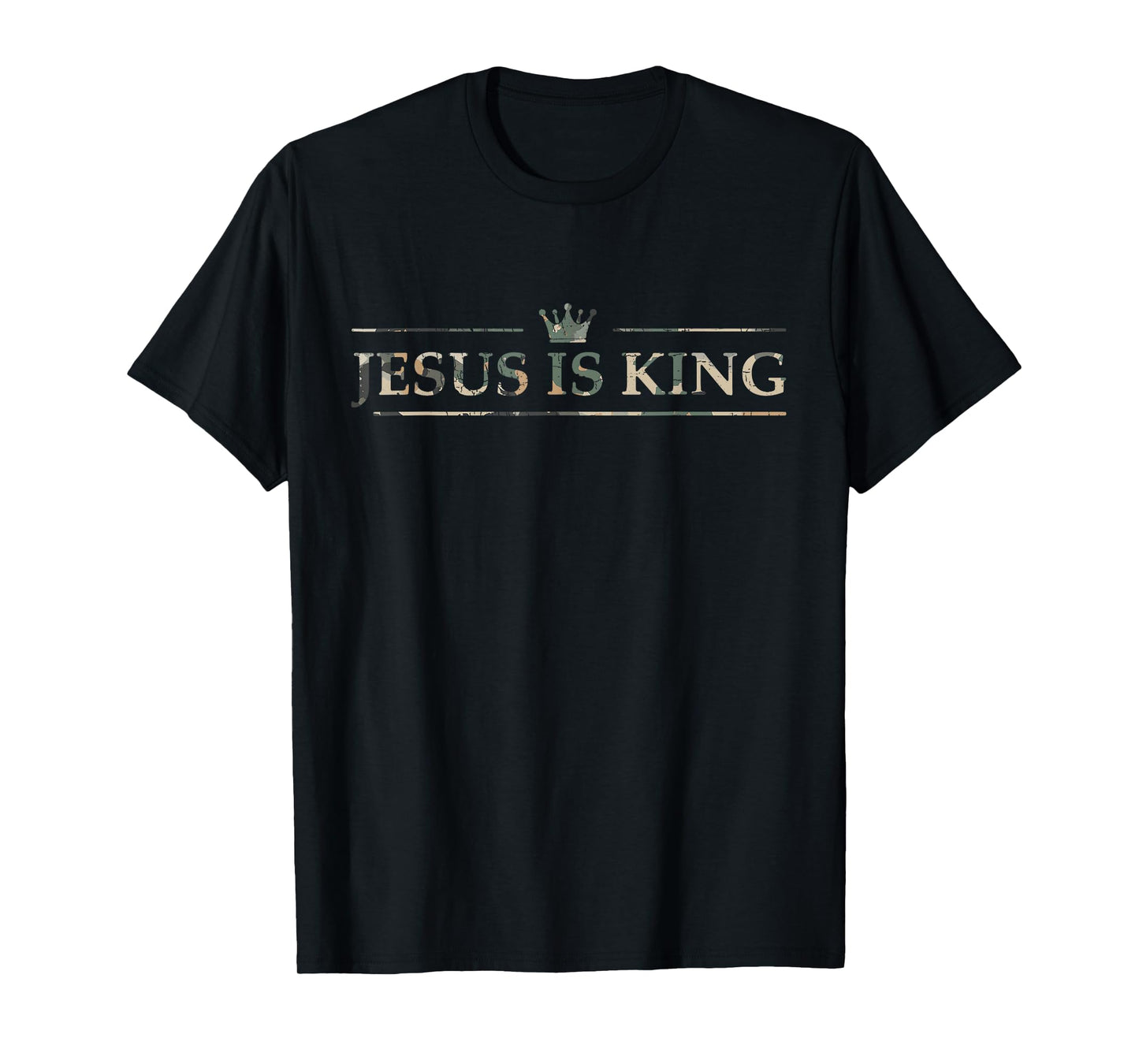 Vintage Camo Christian Jesus is King Design Crown Camo T-Shirt