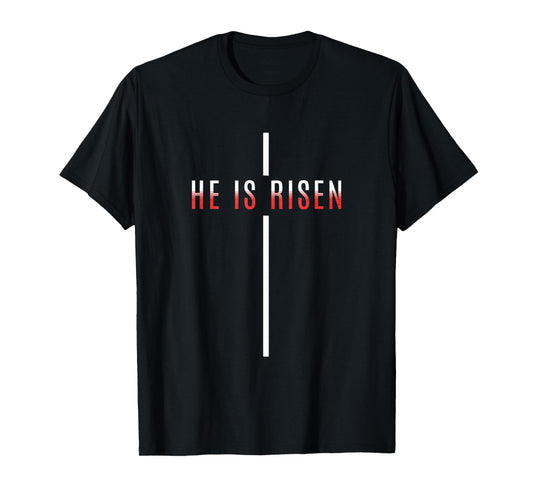 He Is Risen Cross Jesus Easter Christian Men Women Kids T-Shirt