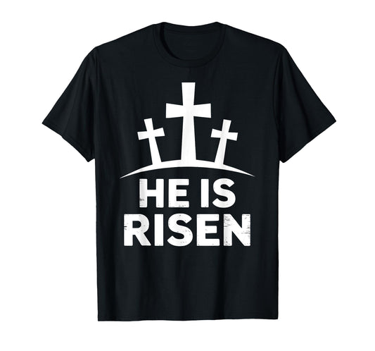 He is risen with cross for christian easter T-Shirt