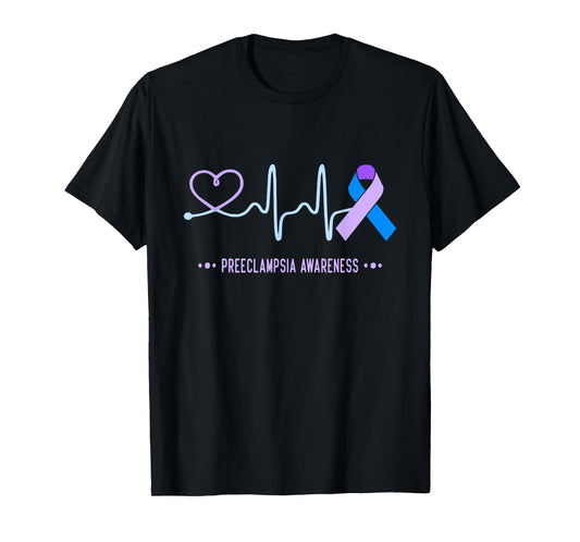Preeclampsia Awareness Heartbeat Ribbon T-Shirt