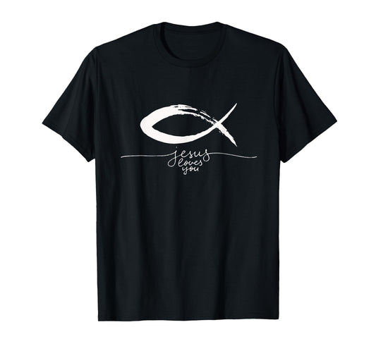Ichthys Sign Jesus Fish Christ Christian Faith Symbol T-Shirt