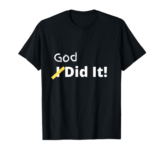 Cunningham God Did It Christian Unisex T-Shirt Black Small Letter Print