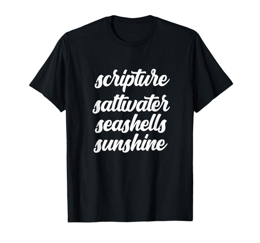Scripture Saltwater Seashells Sunshine Church Retreat Jesus T-Shirt