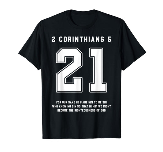 2 Corinthians 5:21 Bible Verse Team Sports Jersey Christian T-Shirt