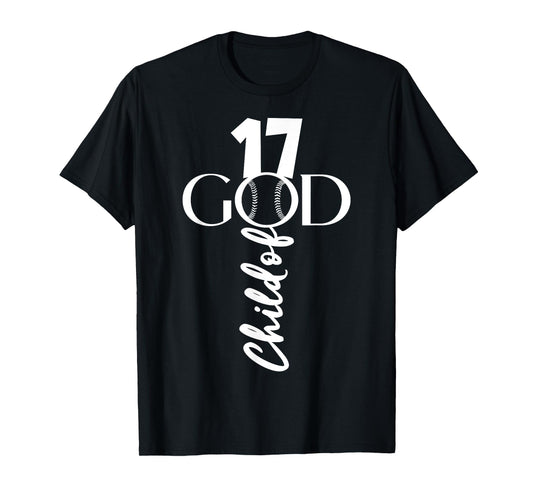 BASEBALL JESUS 17 YEARS CHILD OF GOD BASEBALL 17TH BIRTHDAY T-Shirt