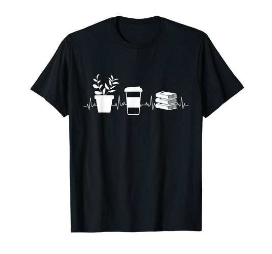 Plants Books Coffee Lover Gardener Quote Design T-Shirt