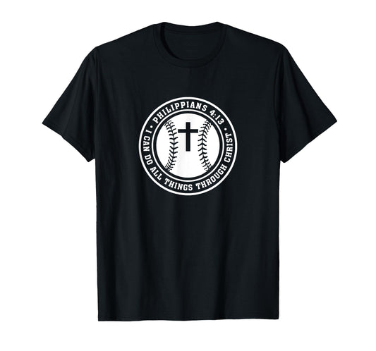 Philippians 4:13 Christian Baseball Cross Jesus Saves Christ T-Shirt