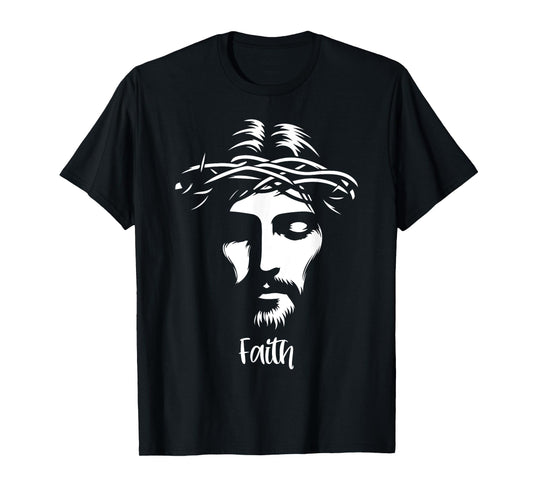 Beautiful Jesus face crown of thorns Christian Faith Peace T-Shirt