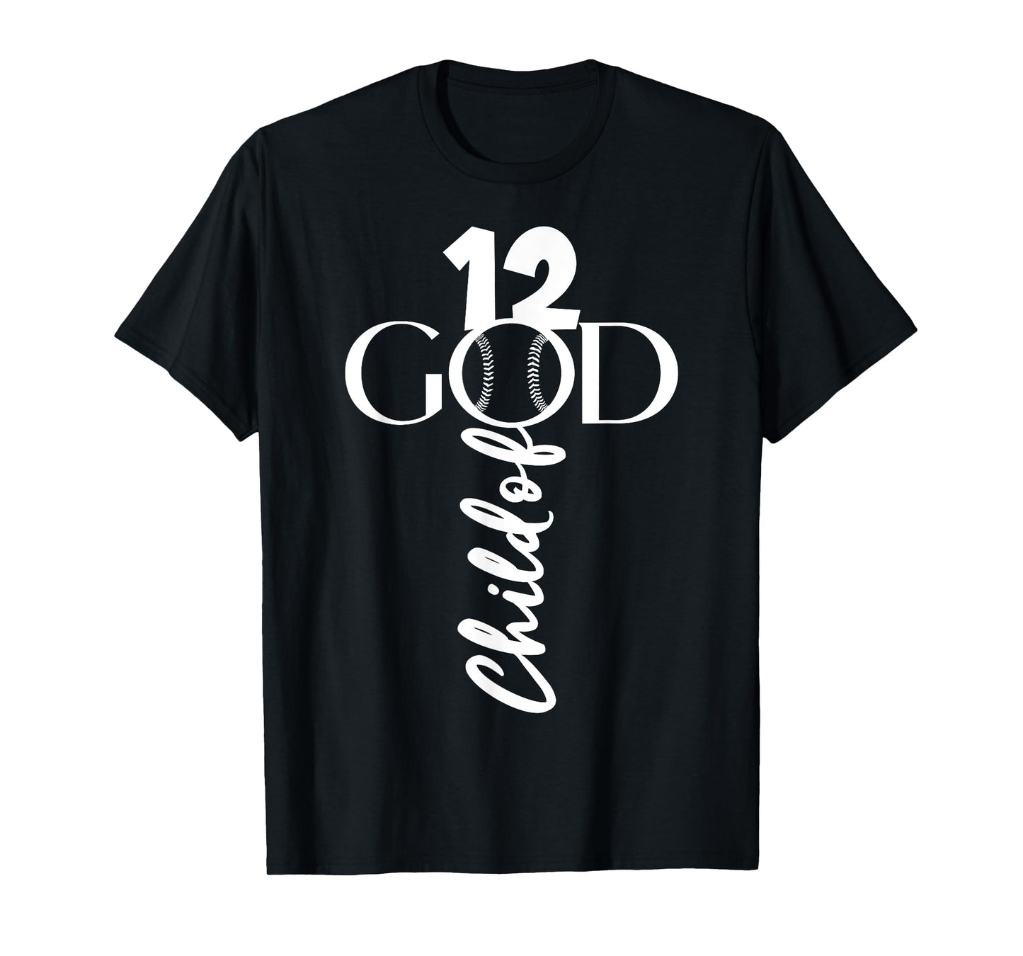 BASEBALL JESUS 12 YEARS CHILD OF GOD BASEBALL 12TH BIRTHDAY T-Shirt