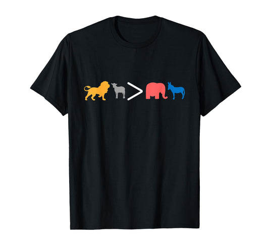 Christian Lion Lamb greater than Republican and Democrat T-Shirt