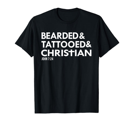 Bearded Tattooed Christian Funny Beard Tattoo Tats T-Shirt