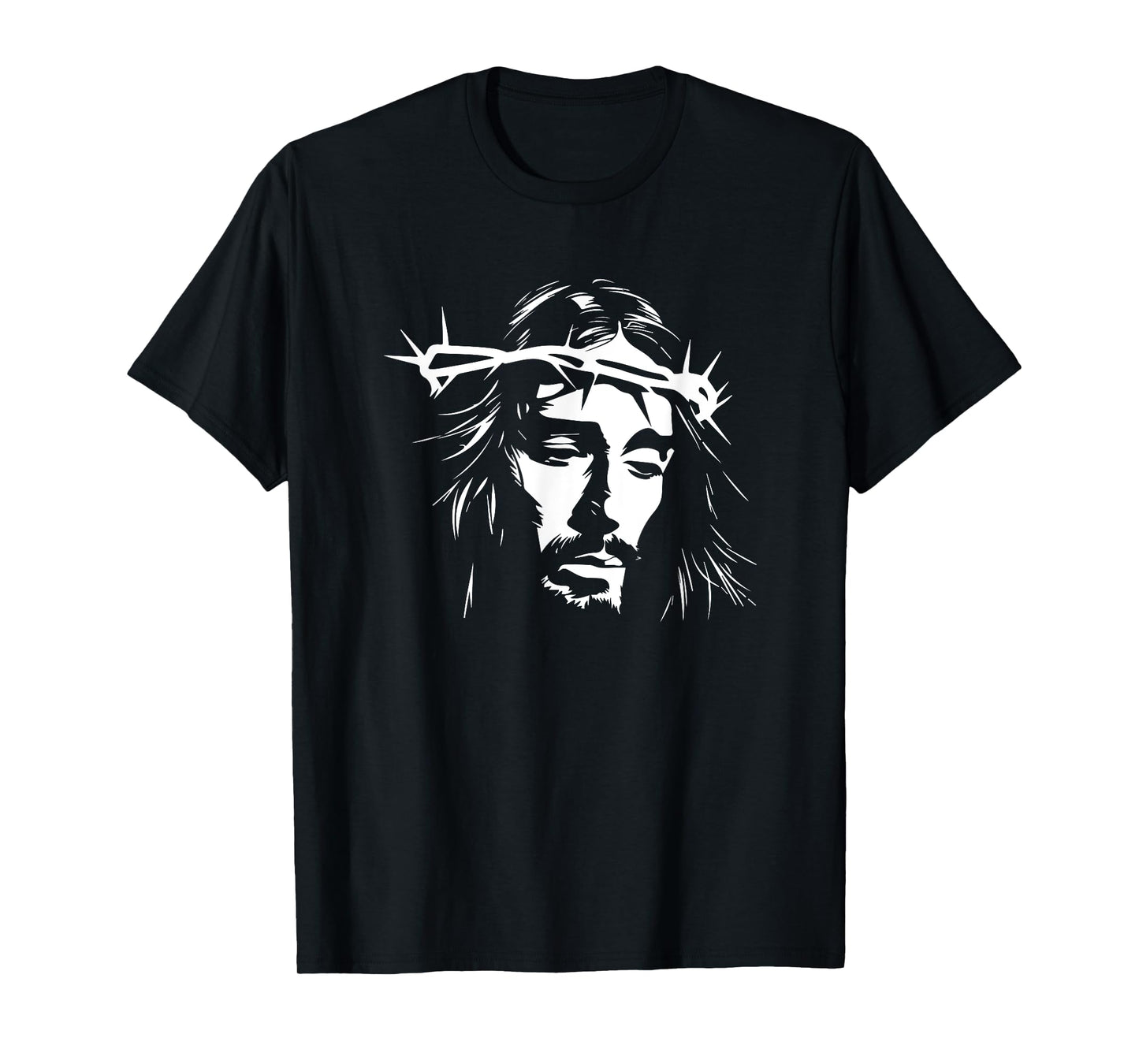 Jesus Christ Design Unisex-Adult T-Shirt, Black, Small, Short Sleeve, Modern, Classic, Casual, Vacation, Cotton 65% Polyester 35%