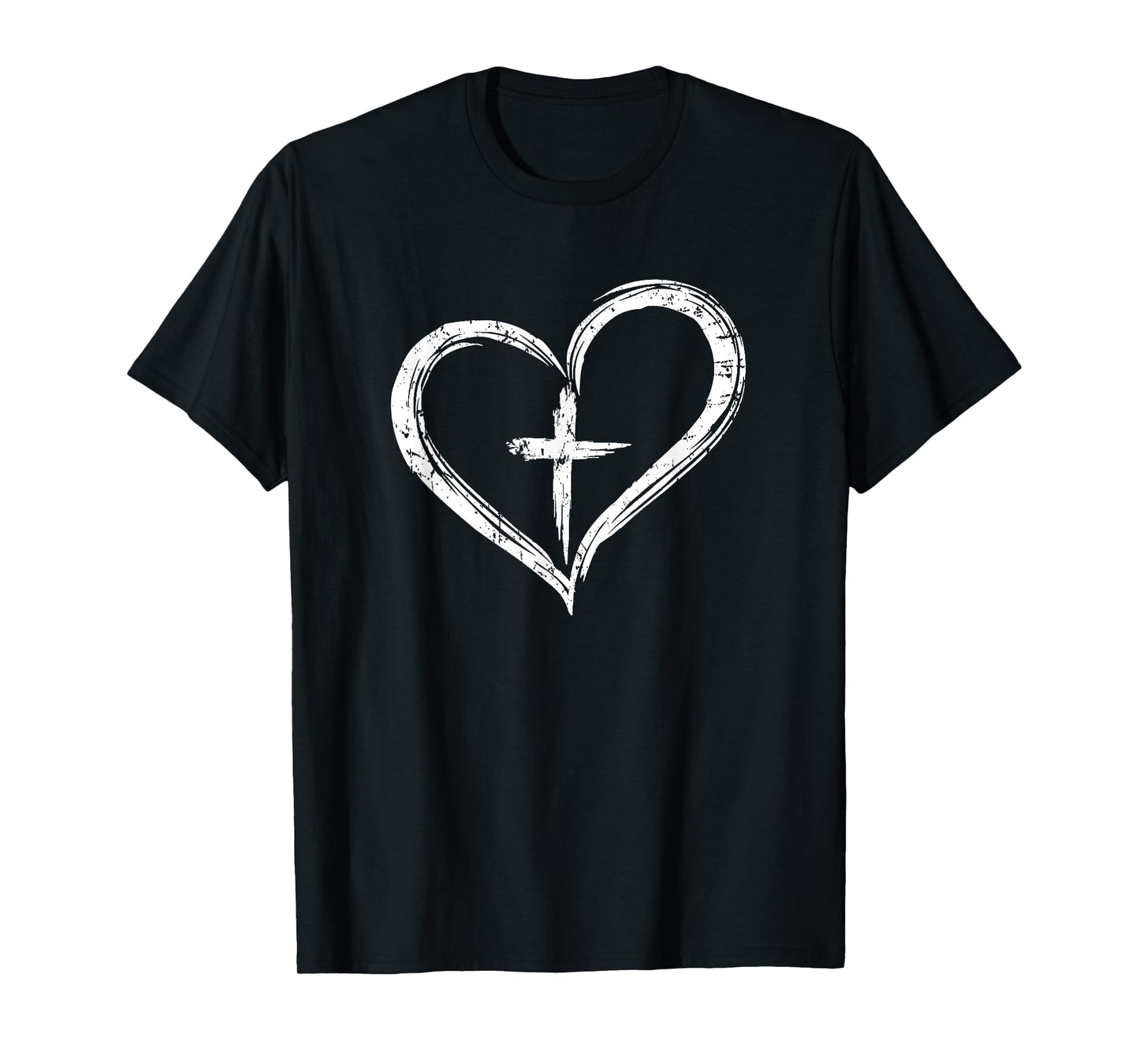 Stylish Cross In Heart Christian T-Shirt T-Shirt