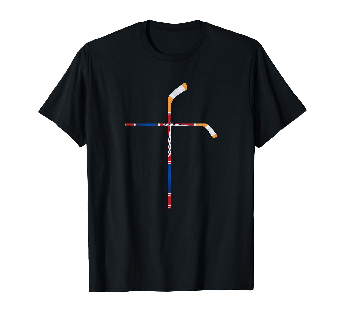 Christian Ice Hockey Sticks Cross Faith Sports T-Shirt