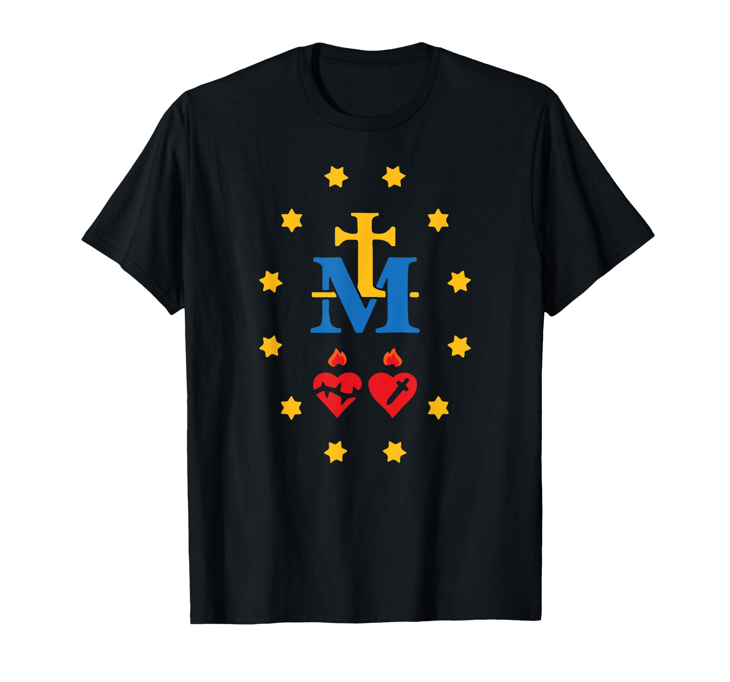 Miraculous Medal Catholic Holy Mary Sacred Heart Jesus T-Shirt