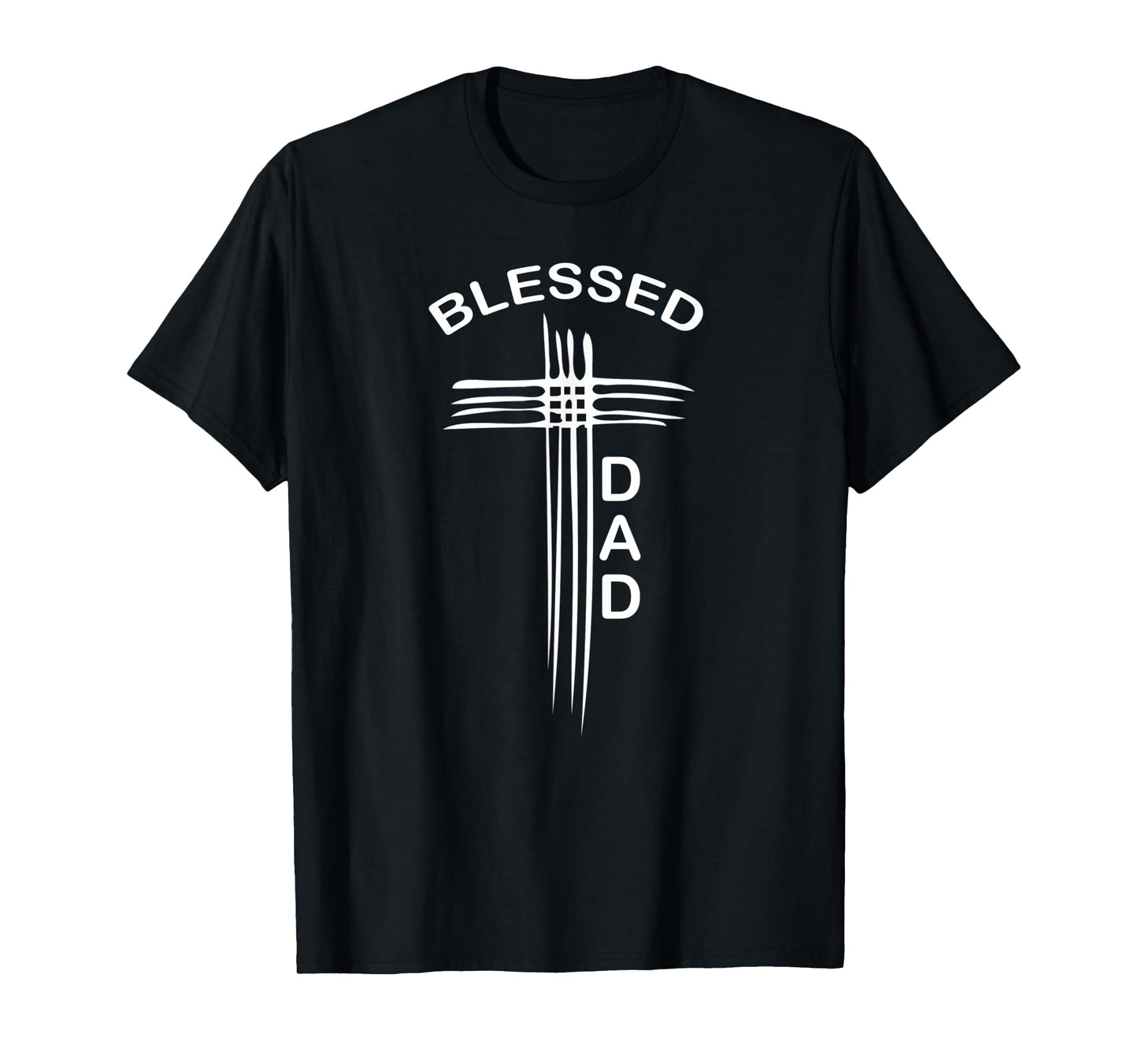 Mens Blessed Dad Christian Cross Religious T-Shirt