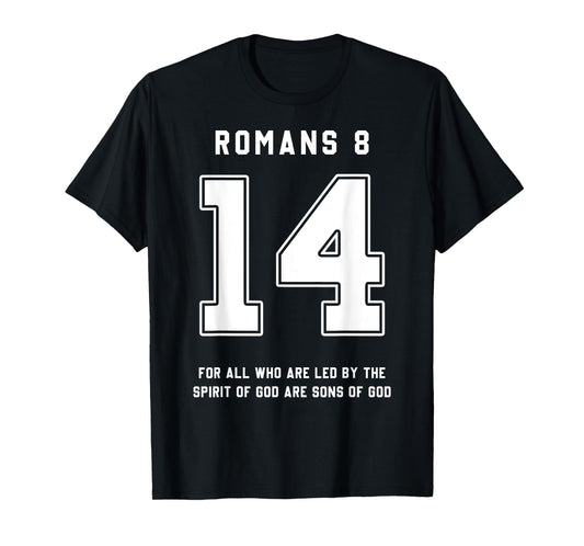 Romans 8:14 Bible Verse Team Sports Jersey Christian T-Shirt
