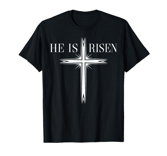 Easter Cross He Is Risen Jesus Christian Men Women Kid Youth T-Shirt