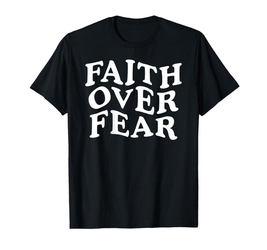 Faith Over Fear Retro Christian Bible Verse ON Back T-Shirt