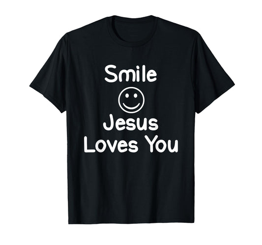 Inspirational Smile Jesus Loves You T-shirt. Faith Tee T-Shirt