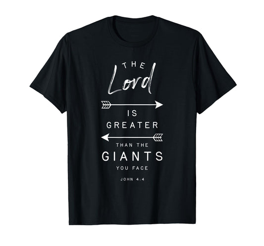 John 4 4 Greater Than Giants Bible Verse Quote Religious T-Shirt