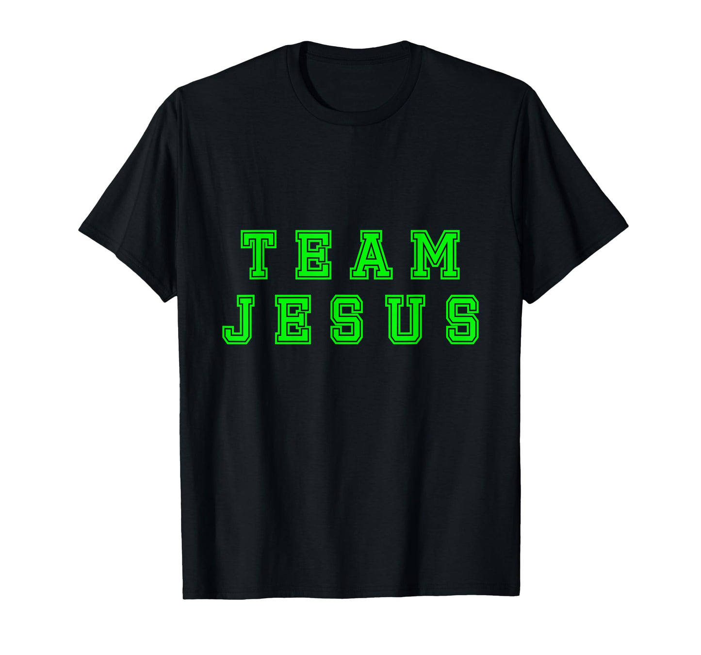 Lime green text Team Jesus Christian Athletic sports faith T-Shirt
