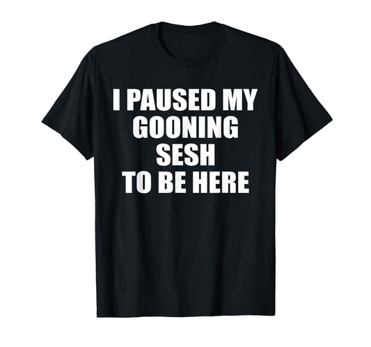 Funny Goon I Paused My Gooning Sesh To Be Here T-Shirt