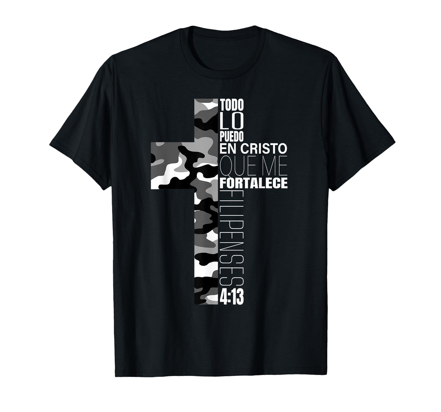 White Camo Christian Verse Spanish Filipenses 4:13 Español T-Shirt