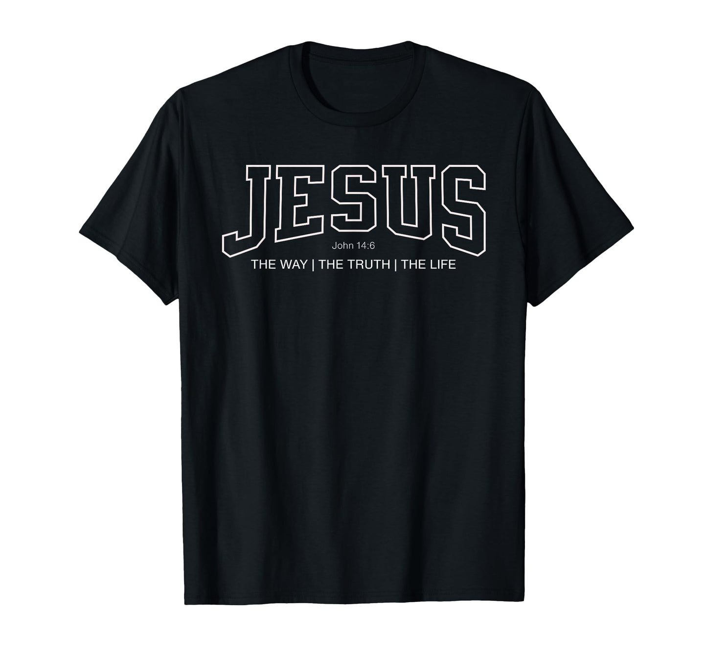 Jesus College Font Christian, John 14:6 Way Truth Life Dk T-Shirt
