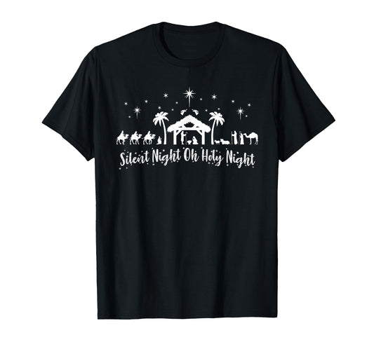 Silent Night Holy Religious Nativity Scene Christ T-Shirt