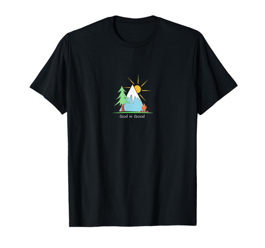 God is Good Christian Camping Wilderness Adventure Campfire T-Shirt