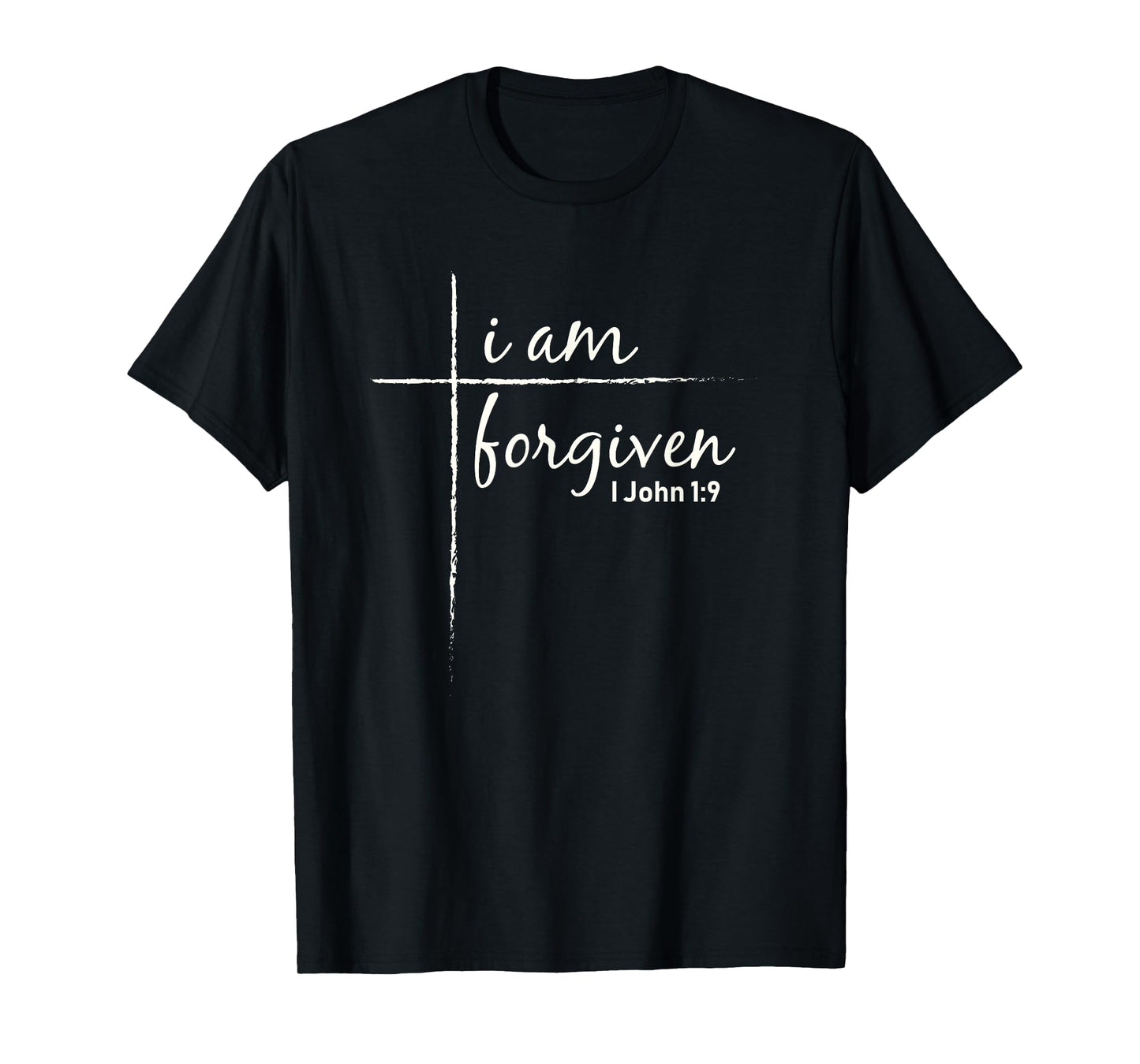 Scripture Shirts Funspecialtees I Am Forgiven Christian T-Shirt, Unisex-Adults, Black, Small, Short Sleeve