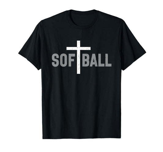 Softball Christian Cross Girls Women T-Shirt