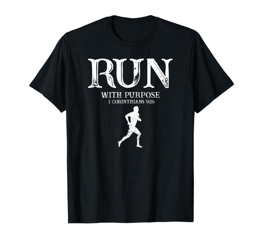 Run for Meaning Inspired by 1 Corinthians 9 26 Verse T-Shirt