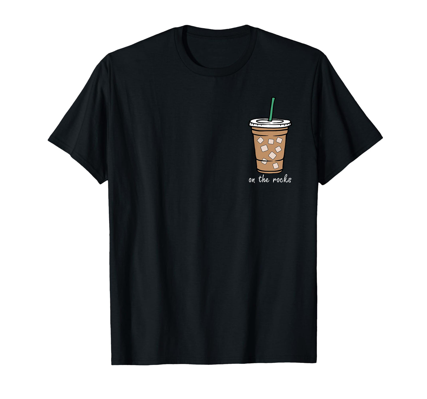 On The Retro Rocks Iced Coffee Summer Drinking Pocket T-Shirt