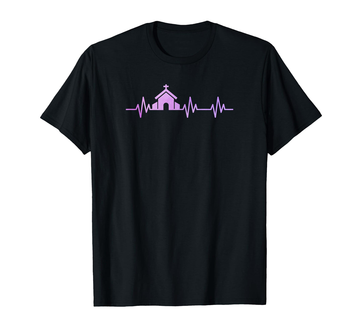 Church Heart Love EKG Heart Pulse Christian Pastor Life T-Shirt
