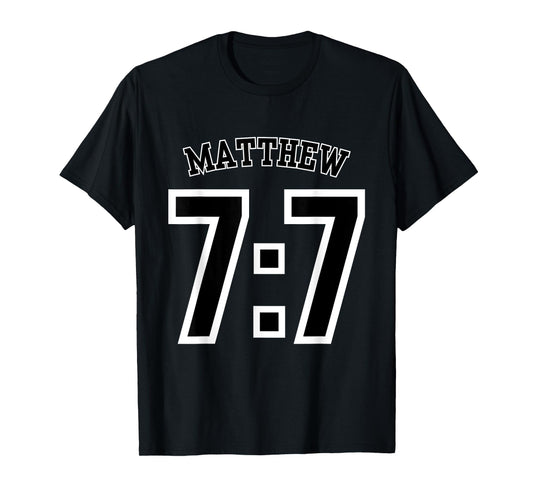Matthew 7:7 Sports Jersey Christian Scripture Design T-Shirt