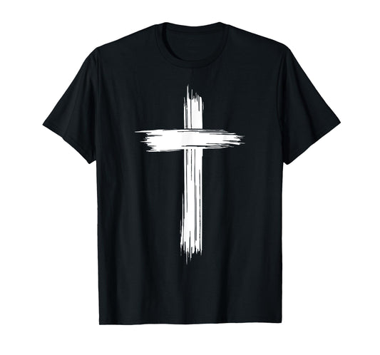 Brush Stroke Cross - Christian Faith Cross T-Shirt
