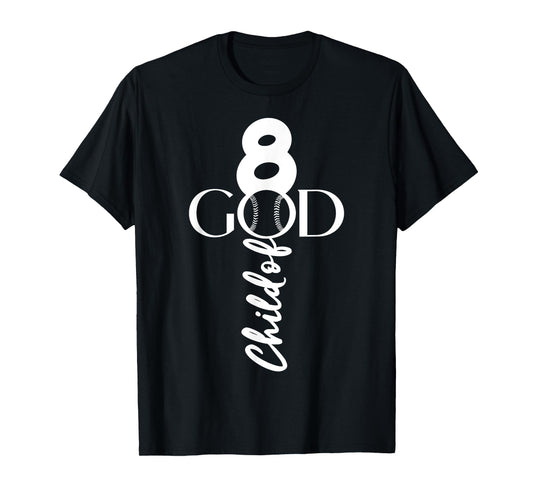 BASEBALL JESUS 8 YEARS CHILD OF GOD BASEBALL 8TH BIRTHDAY T-Shirt