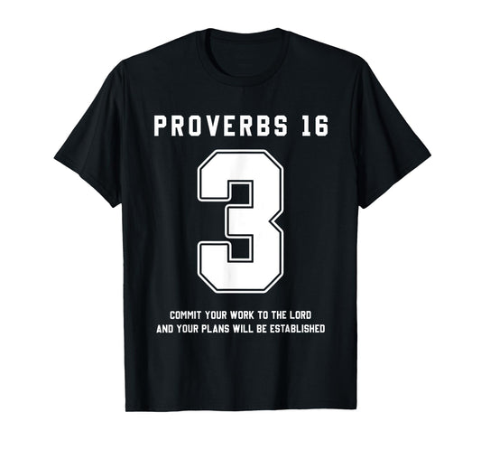 Proverbs 16:3 Bible Verse Team Sports Jersey Christian T-Shirt